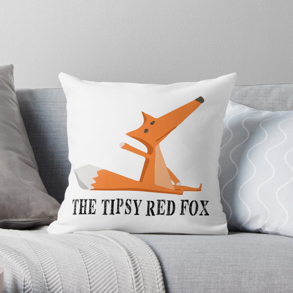 The Tipsy Red Fox T-Shirts - Clothes and Home decor Throw Pillow