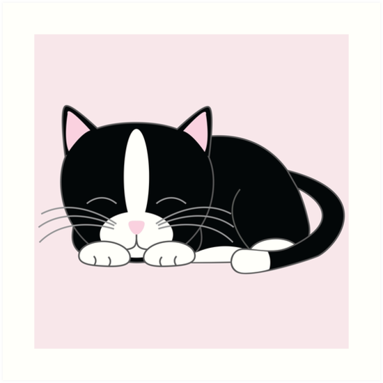 "Cute Tuxedo Cat" Art Print by heartlocked Redbubble