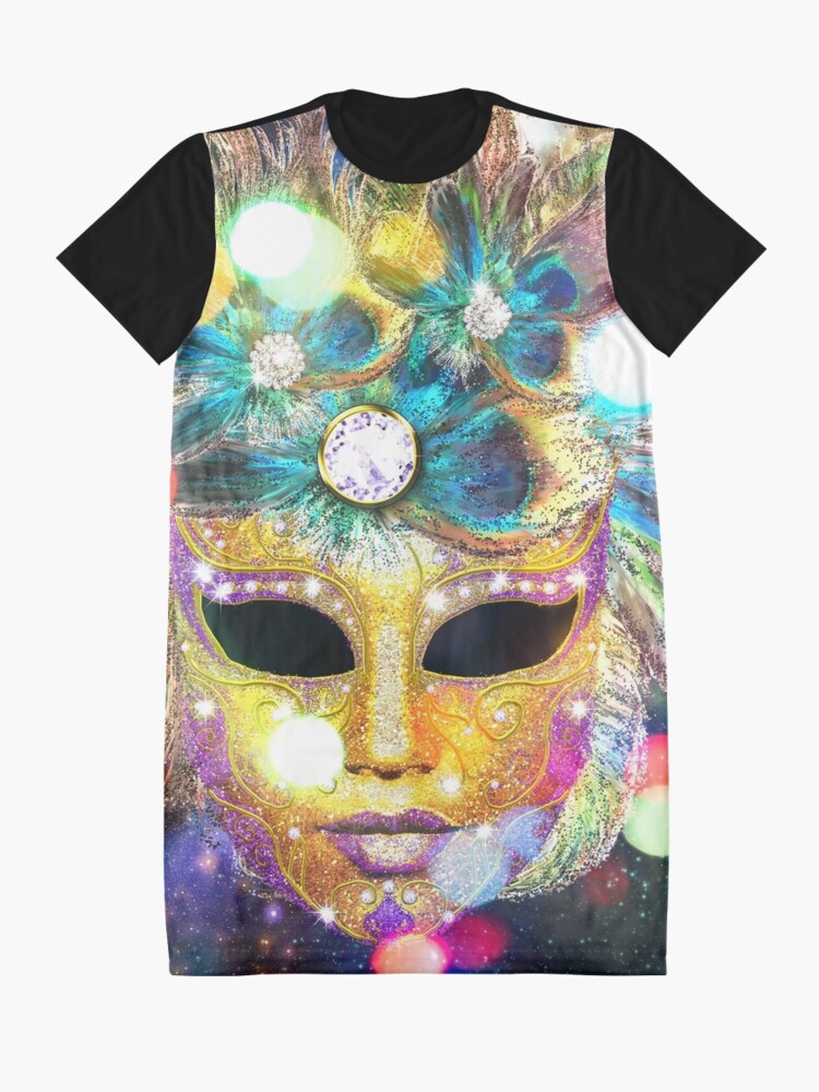Alternate view of Golden Carnival Mask Graphic T-Shirt Dress