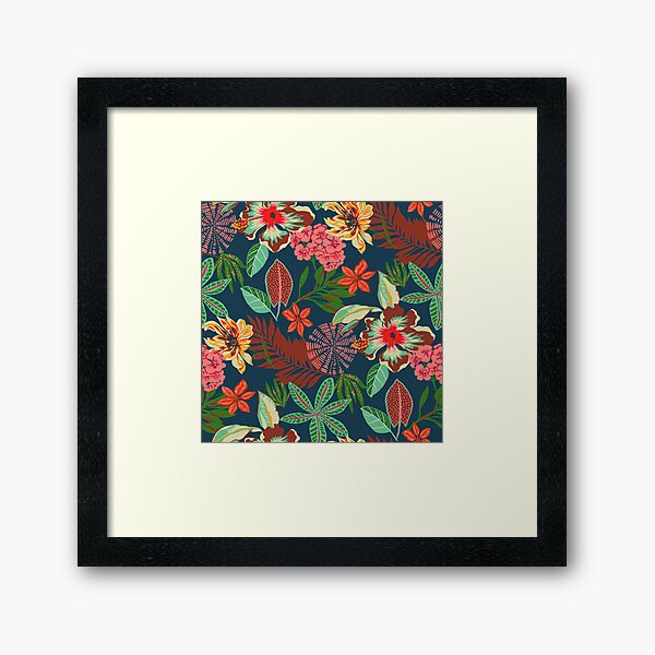 tropical jungle floral Framed Art Print