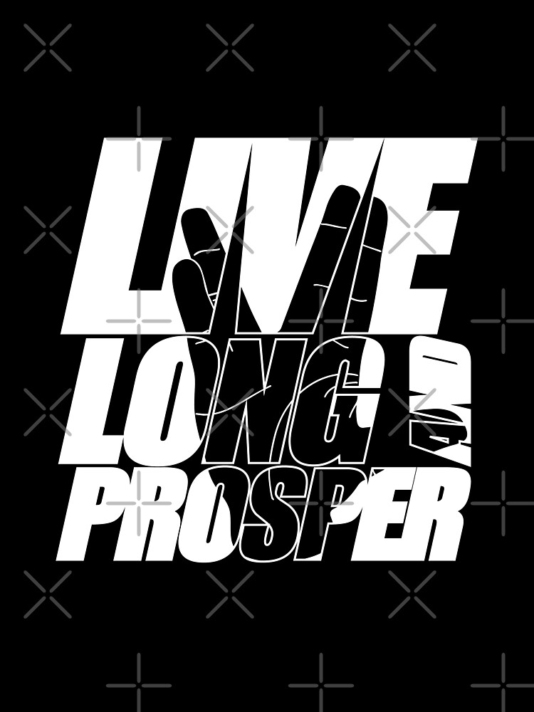 LIVE LONG AND PROSPER Star Trek quota slogan slogan with silhouette of volcano greeting by jodotodesign