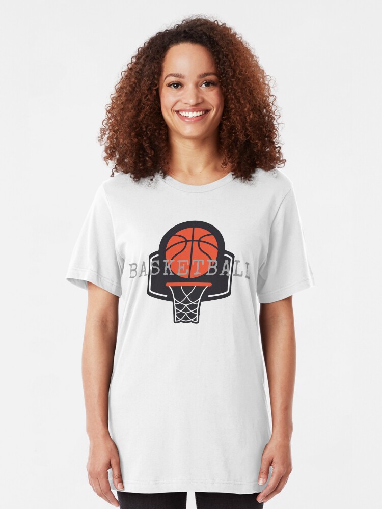 Alternate view of Basketball, Basketball Hoop, Basket Ball Slim Fit T-Shirt