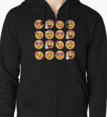 Sweet Girls Emoji JoyPixels Lovely Faces Zipped Hoodie