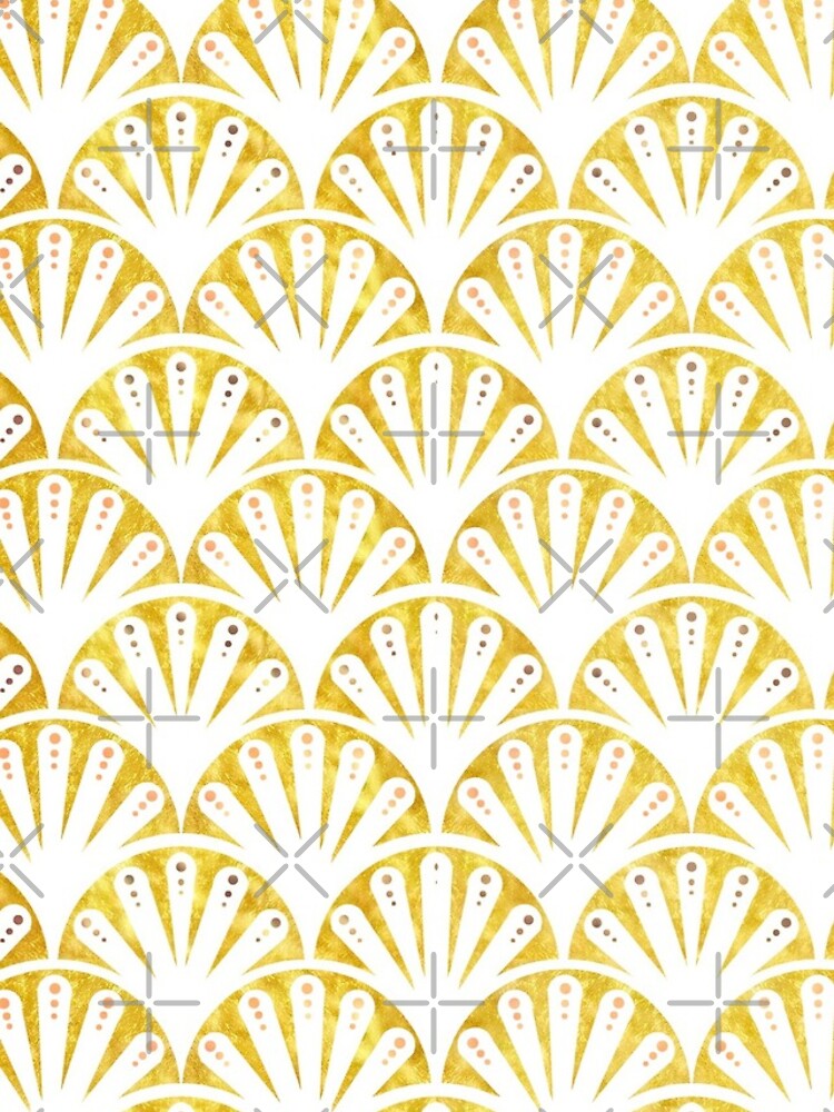 Art deco gold and white fan pattern by MagentaRose
