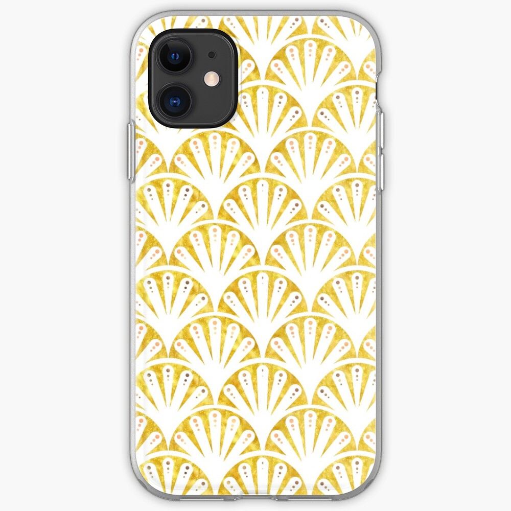 Art deco gold and white fan pattern iPhone Case & Cover