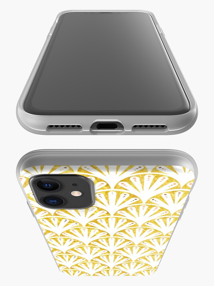 Alternate view of Art deco gold and white fan pattern iPhone Case & Cover