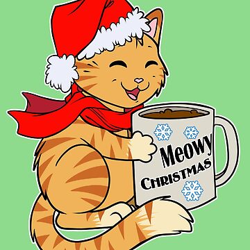 Artwork thumbnail, Christmas Kitty Santa Hat Meowy Christmas Cute Funny Holiday  by cybercat
