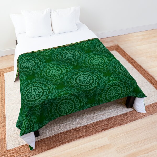 Gold Mandala for Truth and Enlightenment Green Comforter