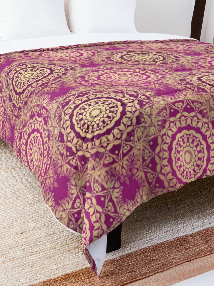 Alternate view of Gold Mandala for Love and Compassion Purple Comforter
