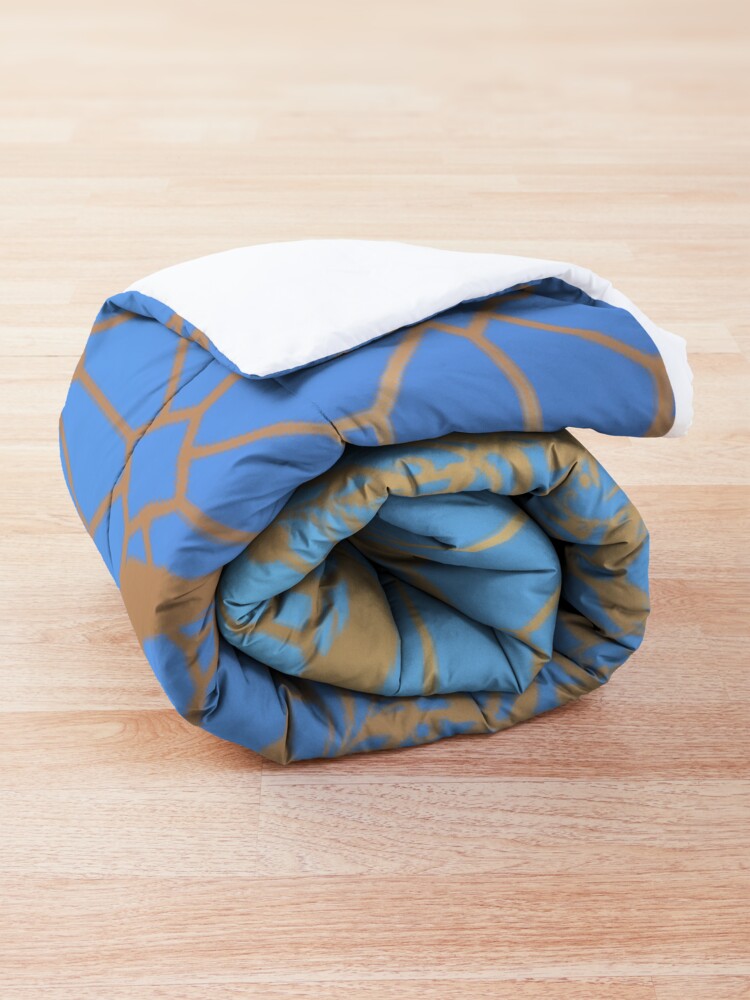 Alternate view of Gold Filigree and Lace on Blue Comforter