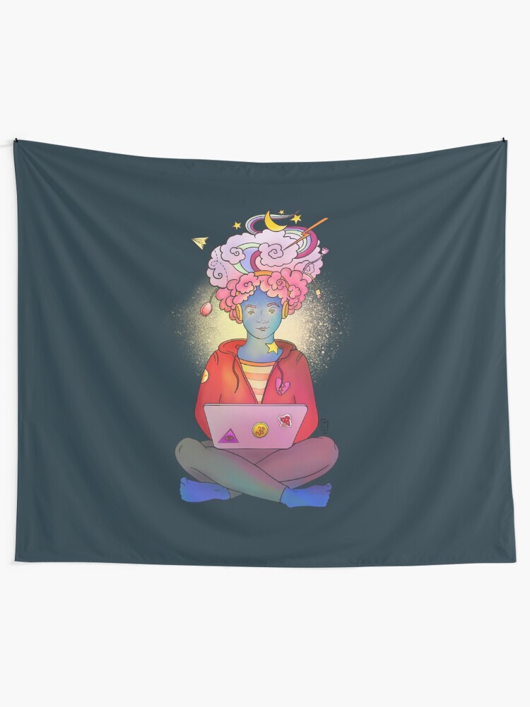 Alternate view of Brainstorming colorful illustration Tapestry