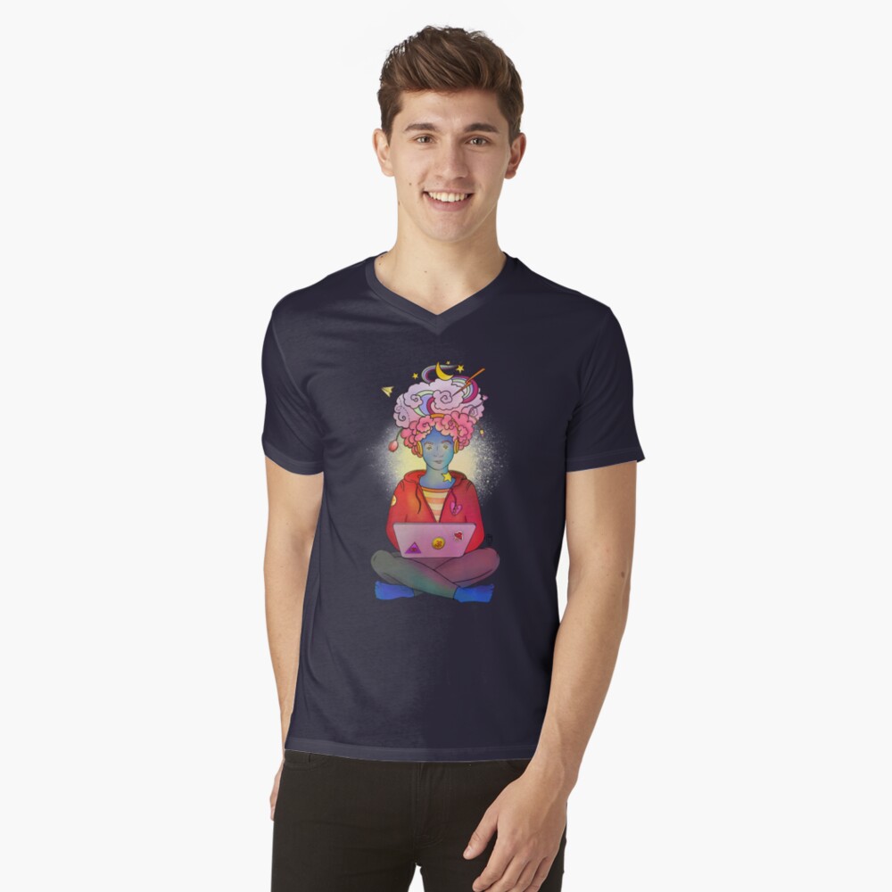 Brainstorming colorful illustration V-Neck T-Shirt