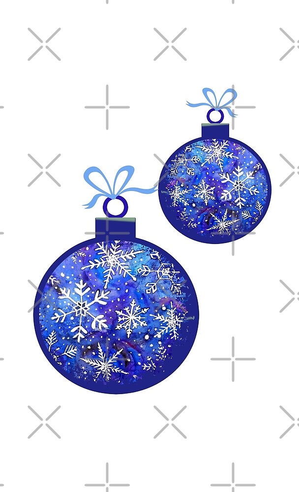 Christmas snowflake midnight sky on blue , painted in watercolor by MagentaRose