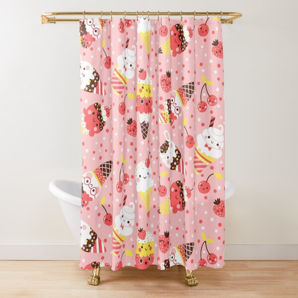 Summer Ice Cream In Pink Shower Curtain