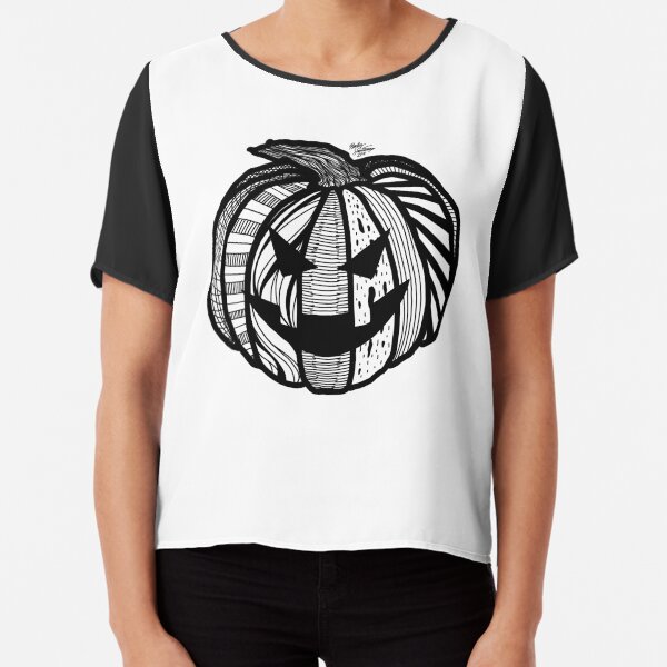 Abstract Jack-o'-lantern Chiffon Top