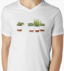 Succulent Cactus Print Men's V-Neck T-Shirt