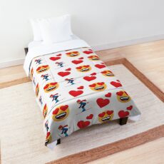 Love Skiing Emoji JoyPixels Funny Skier Comforter
