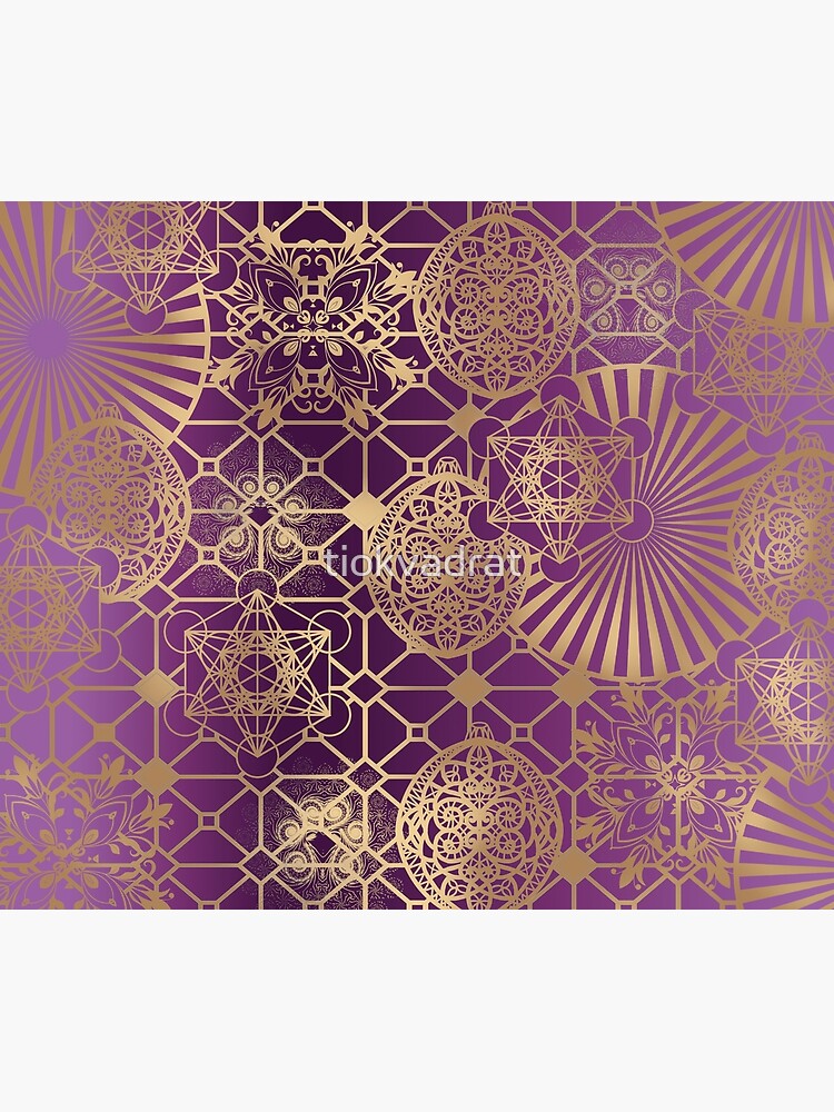 Gold Mandalas and Lace on Purple by tiokvadrat