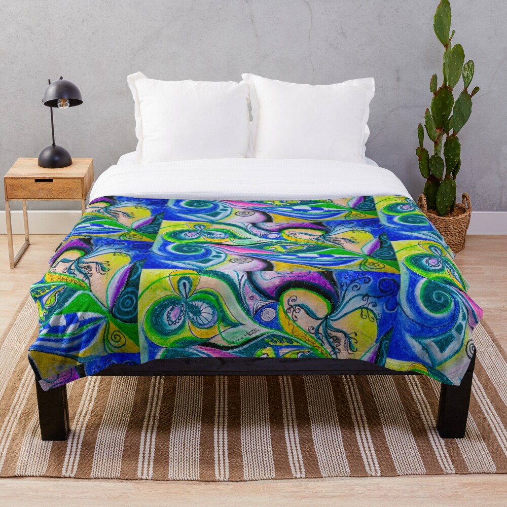 Blue Green Tones Movement Abstract Throw Blanket