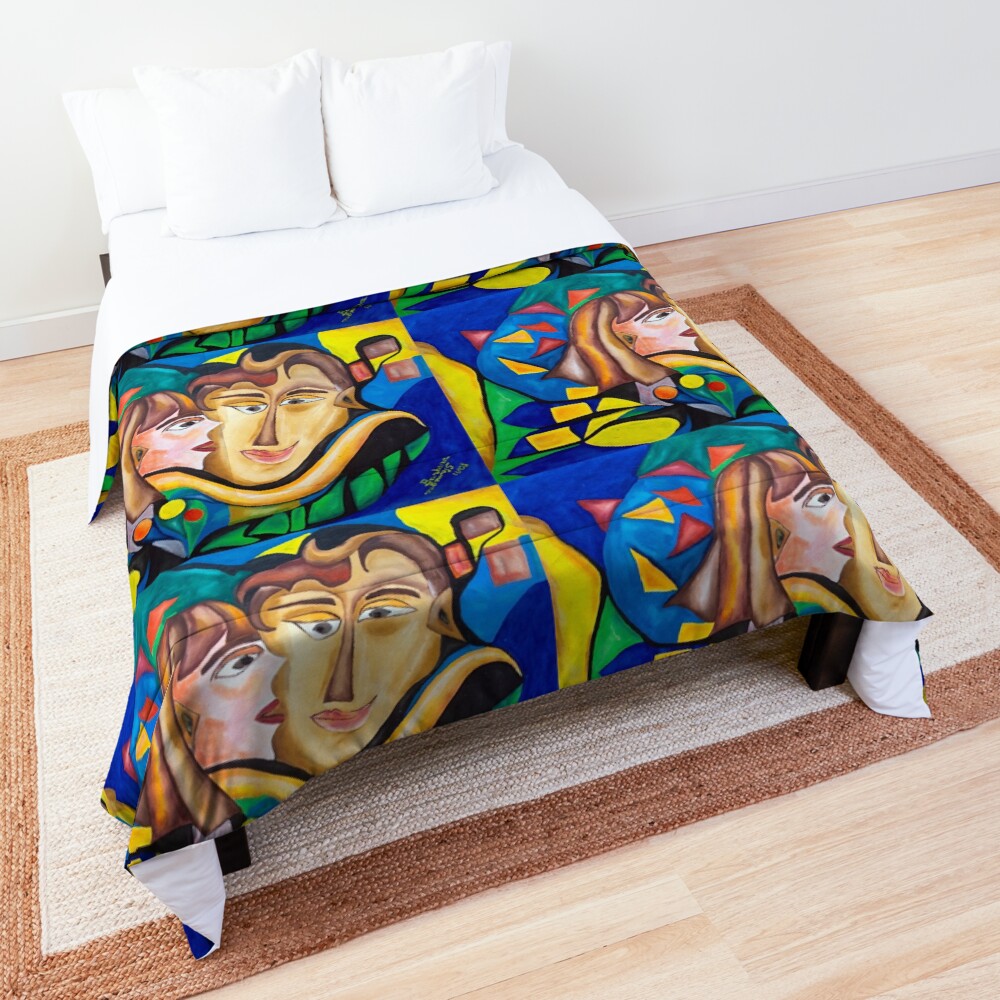 abstract kissing woman Comforter