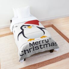 Merry Christmas Penguin Emoji Comforter