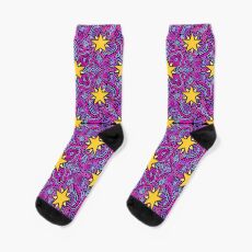 Stars on Pink Joypixels World Emoji Day Socks