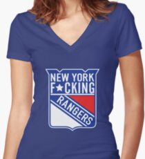 New York F*cking Rangers Logo T-Shirt Women's Fitted V-Neck T-Shirt