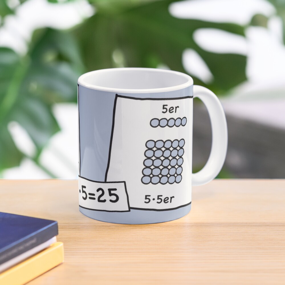 Cocoa with brains | 5x5 comprehension and retention with learning cups at breakfast | 1 Times Square Numbers | Summer colors series Mug