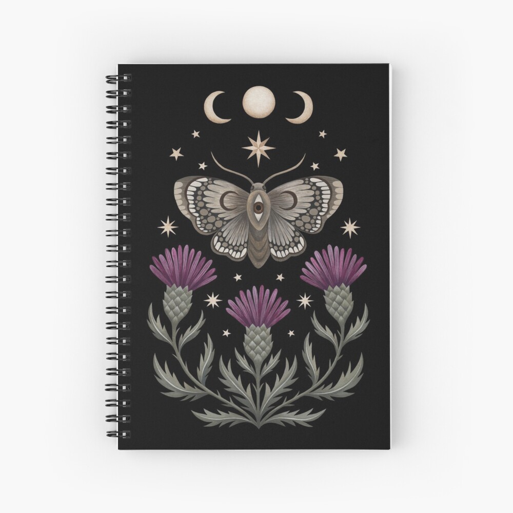 Thistle and moth Spiral Notebook