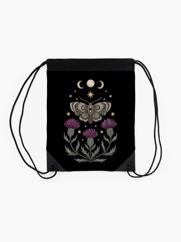 Alternate view of Thistle and moth Drawstring Bag