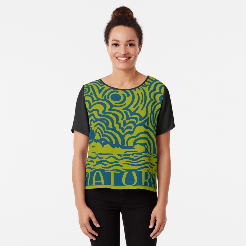 Nature, Swirly sun & clouds Chiffon Top
