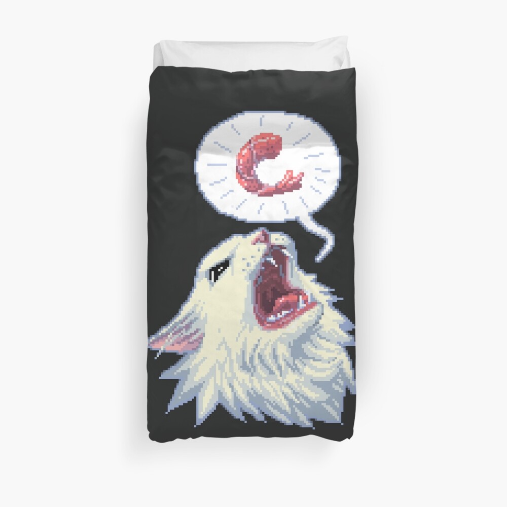 8-bit Shrimpin' Thurston the cat Duvet Cover