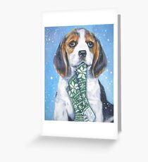 Beagle Christmas Fine Art Painting Greeting Card