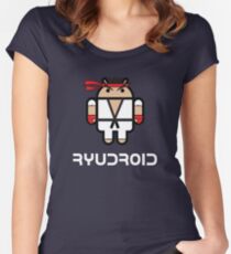 Ryu from Street Fighter goes Google Android Style Women's Fitted Scoop T-Shirt