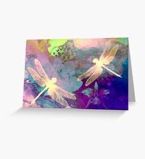 Painting Orchids & Dragonflies. Greeting Card