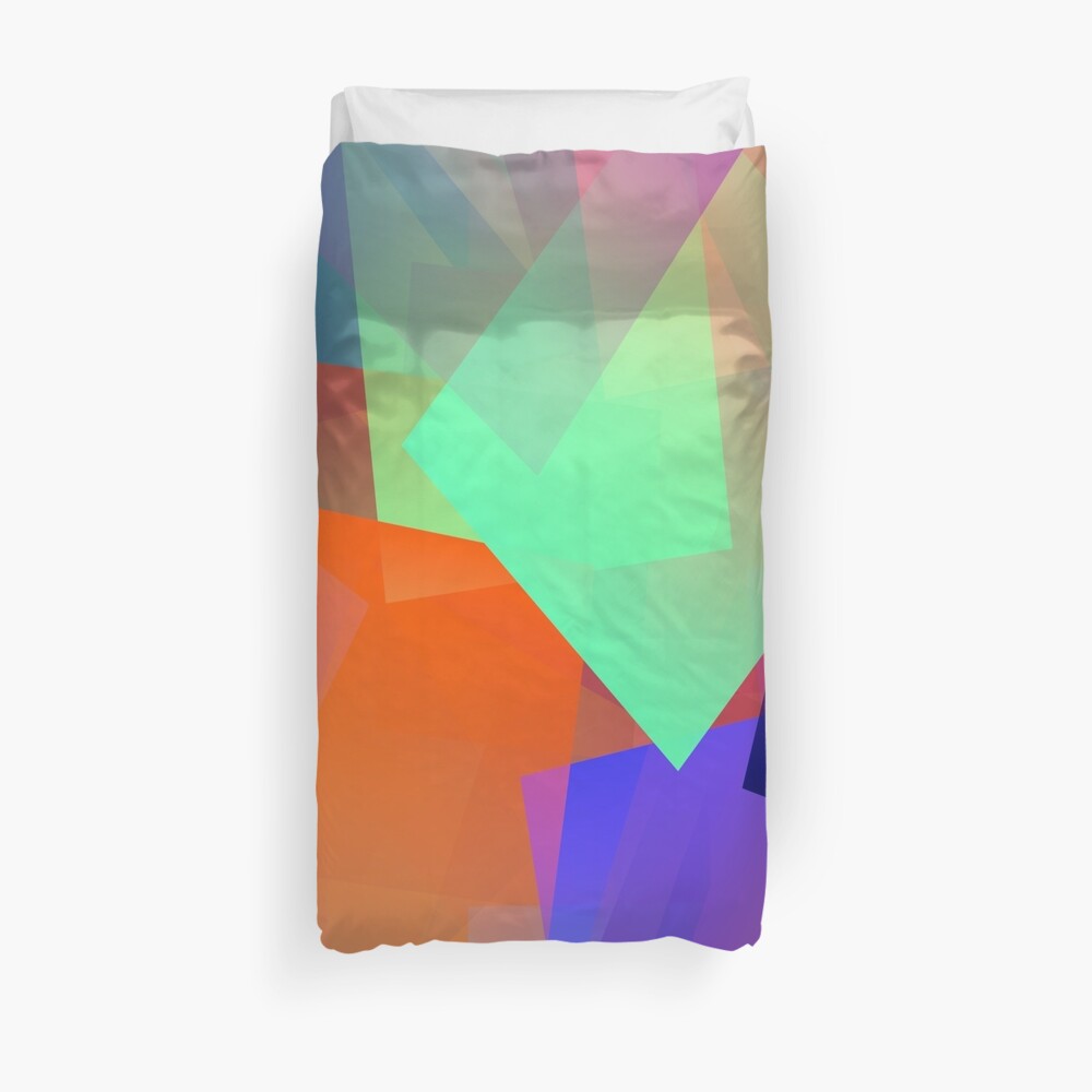 Cubic in Blue, Orange and Lime Duvet Cover