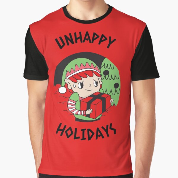 Unhappy Holidays, Christmas Elf, Holiday Tee, Funny Holiday Elf Tee, Holiday Tshirt Graphic T-Shirt