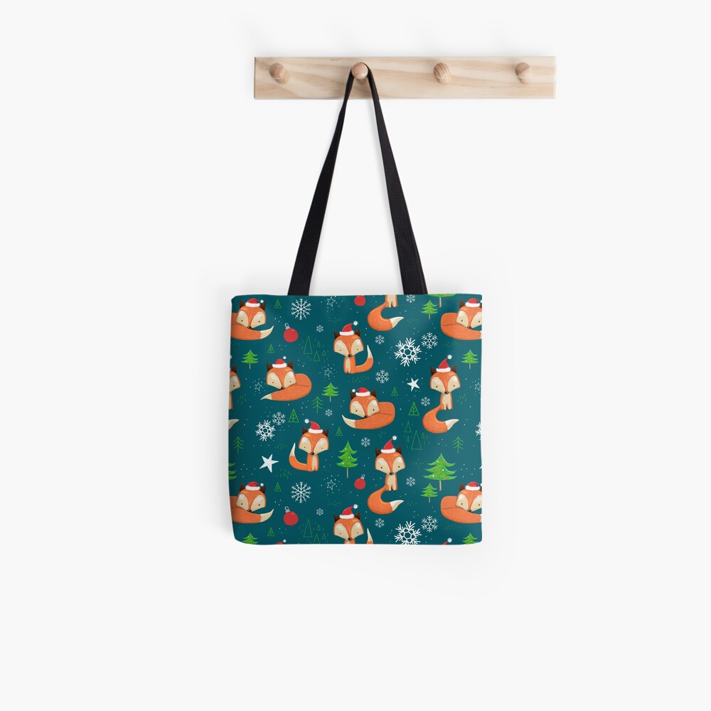 Winter Fox Christmas Holiday Tote Bag