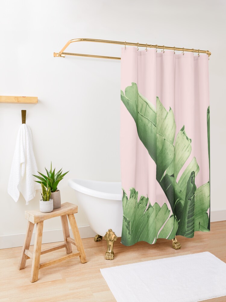 Alternate view of Blush Banana Leaves Dream #12 #tropical #decor #art Shower Curtain