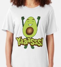 Yaaasss Avocado Emoji JoyPixels Happy Avocado Slim Fit T-Shirt