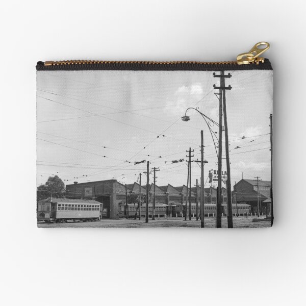 Tramways in Perth No.2 Car Barn Adelaide Terrace, East Perth, State Library of Western Australia Zipper Pouch