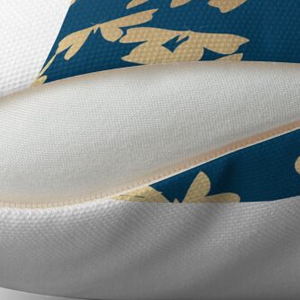 Alternate view of Moths - Gold on Blue Throw Pillow