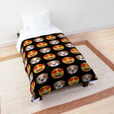 Love Dogs Emoji JoyPixels Lovely Cute Funny Puppies Comforter