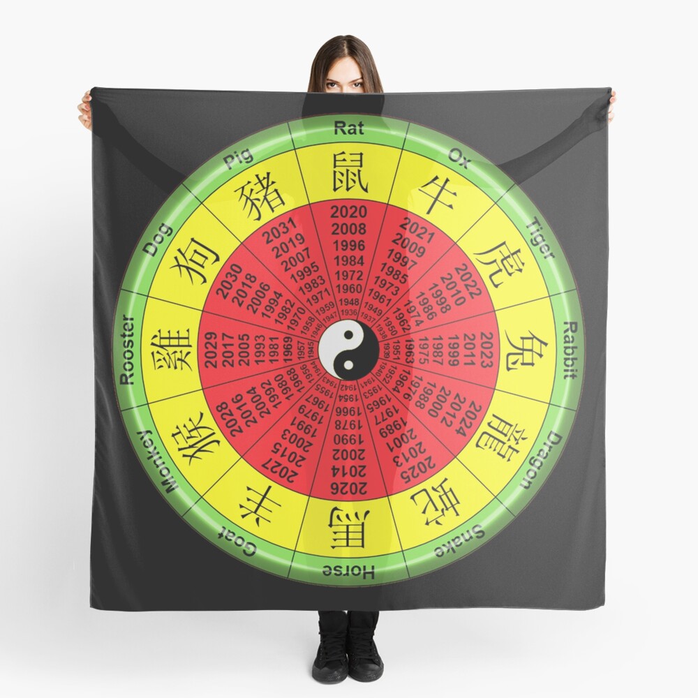 BIRTH YEAR, Chinese Lunar Calendar. Scarf
