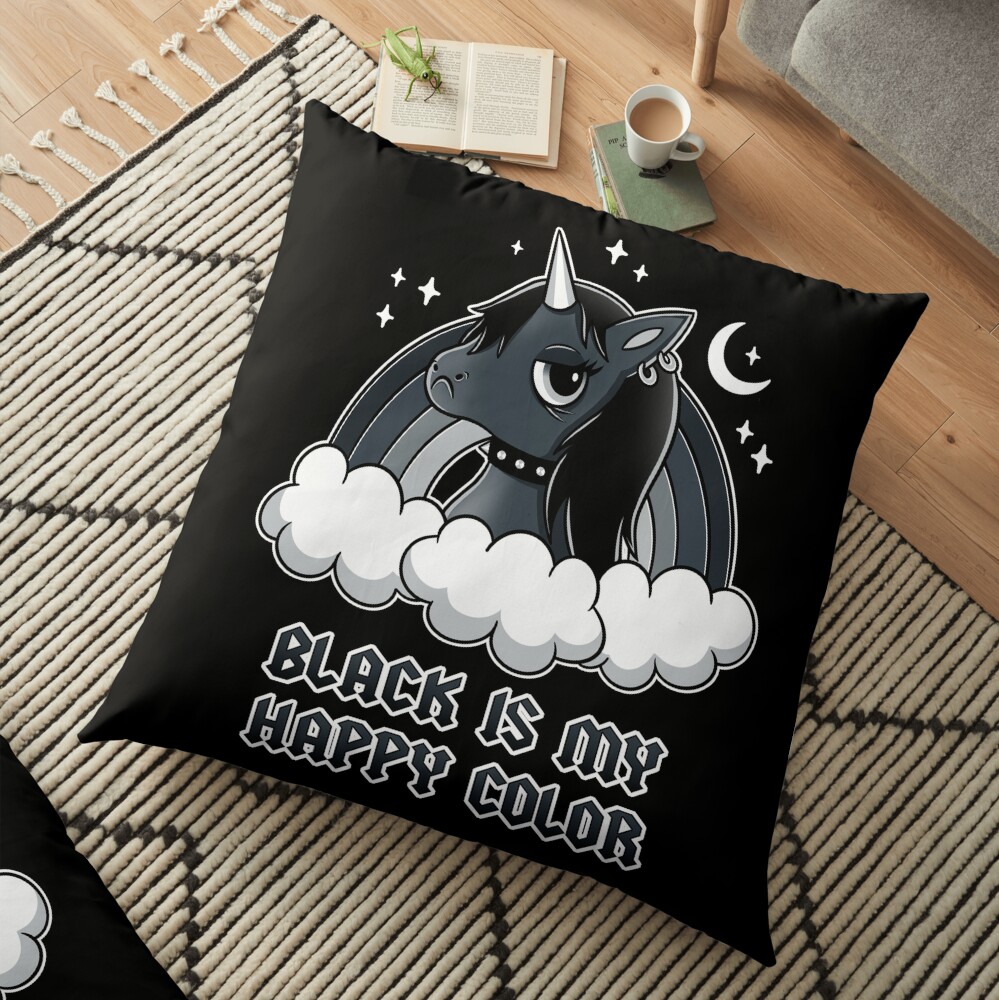 Black Unicorn Floor Pillow