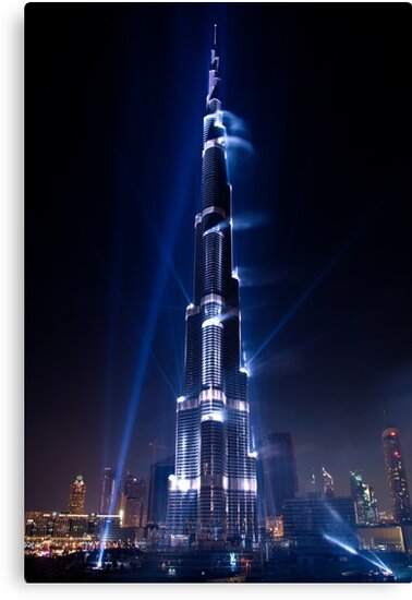 "Burj Khalifa Highlighted" Canvas Prints by Dawnmac ...