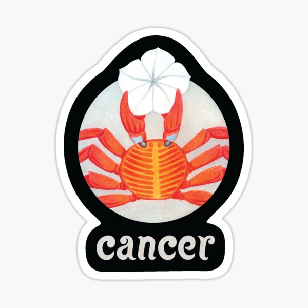 Zodiac Flower Circle with Hand Lettering - Cancer Crab Sticker