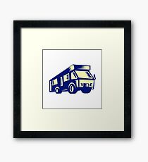 Camper Van Motor Home Woodcut Framed Print