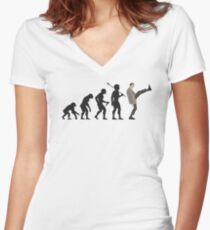 Evolution of Bean Women's Fitted V-Neck T-Shirt