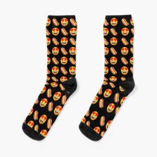 Love My Hot Dog Emoji JoyPixels Hotdog Cartoon Socks